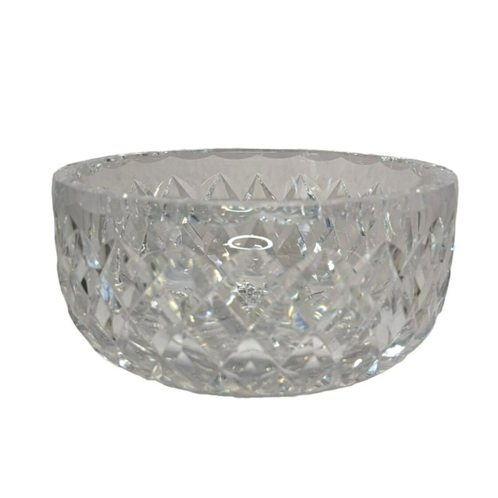 Vintage Bohemia Crystal Hand Cut Diamond Pattern Bowl Made in Czechoslovakia